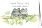 Happy Anniversary Frogs Tree Branch Custom Name card