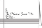 Business Party Invitation Please Join Us Black Gray Stripe card