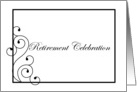 Retirement Party Invitation Black White Elegant Flourish card