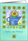 Hello My Friend Sunflowers Watering Can card