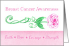 Breast Cancer Awareness Pink Rose Faith Hope Courage Strength card