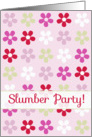 Slumber Party Invitation Bright Pink Red Flower Art card