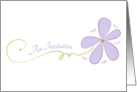 Lingerie Party Invitation Lavender Purple Daisy Flower Elegant Scroll card