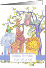 Happy Birthday From Group Zoo Animals Illustration card