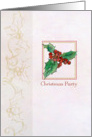 Christmas Party Invitation Botanical Holly Watercolor Illustration card