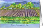 Happy Grandparents Day Farm Field Mountains Watercolor card
