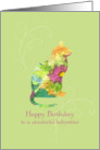 Happy Birthday Babysitter Cat Watercolor Flowers card