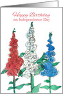 Happy Birthday On Independence Day Patriotic Flowers card