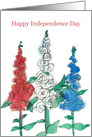Happy Independence Day Red White Blue Flowers card