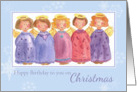 Happy Birthday To You On Christmas Whimsical Angels Watercolor card