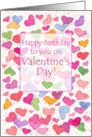 Happy Birthday on Valentine’s Day Candy Hearts Watercolor Art card