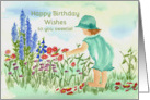 Happy Birthday To You Sweetie Little Garden Girl Watercolor card