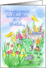 Goddaughter Birthday Rabbit Butterflies Spring Flower Garden card