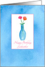 Happy Birthday Godmother Pink Roses Watercolor Flower Bouquet card