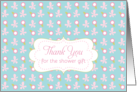 Thank you Bridal Shower Gift Aqua Blue Pink Floral Art card