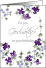 For You Godmother on Your Birthday Purple Watercolor Flowers card
