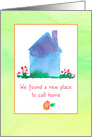 New Home Announcement Blue House Watercolor card