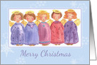 Merry Christmas Angel Friends Snowflakes Watercolor Illustration card