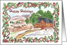 Happy Holidays Country Ranch Farm House card