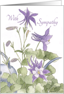 Purple Columbine Sympathy Card Watercolor Floral Art card