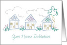 Real Estate Open House Invitation Three Houses Neighborhood card