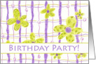 Birthday Party Invitation Chartreuse Lavender Flower card