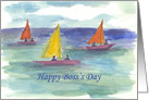 Happy Boss’s Day Sailing Lake Watercolor card