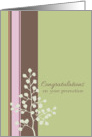 Congratulations On Your Promotion Plant Tree Sage Green Stripe card