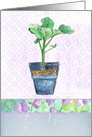 Broccoli Potted Plant Lavender Sweet Peas card