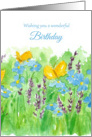 Wishing You A Wonderful Birthday Butterflies Blue Flax Flowers card