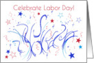 Celebrate Labor Day Red White Blue Stars Confetti card