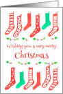 Merry Christmas Stockings Watercolor Illustration card