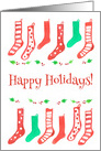 Happy Holidays Red Christmas Stockings Watercolor Illustration card