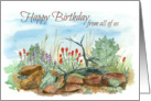 Happy Birthday From All of Us Desert Landscape Watercolor Art card