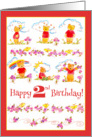Happy 2nd Birthday Cute Teddy Bear Watercolor Flowers card