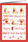 Happy 1st Birthday Teddy Bear Watercolor Flowers card
