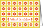 Potluck Party Invitation Bright Summer Red Yellow Flowers card