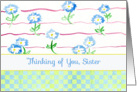 Thinking of You Sister White Daisies Watercolor card