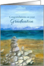 College Graduation Congratulations Mountain Lake Rock Art card