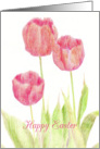 Happy Easter Red Tulips Flower Drawing card