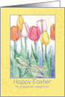 Happy Easter Neighbor Spring Tulips Flower Bouquet Dragonfly card