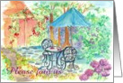 Retirement Party Invitation Outdoor Cafe Watercolor Illustration card
