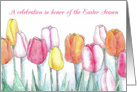 Easter Season Party Invitation Pink Tulips Flower Garden card