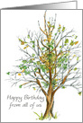 Happy Birthday From All of Us Autumn Tree Drawing card