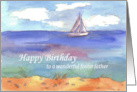 Happy Birthday Foster Father Sailboat Lake Beach card