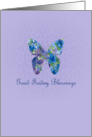 Good Friday Blessings Card Butterfly Watercolor Flowers card