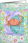 Happy Birthday Cancer Astrology Crab Daisy card