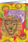 Happy Birthday Leo Astrology Lion Sunflowers card