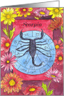 Happy Birthday Scorpio Astrology Chrysanthemum Flowers card