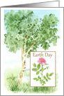 Earth Day Birthday Tree Pink Wild Rose card